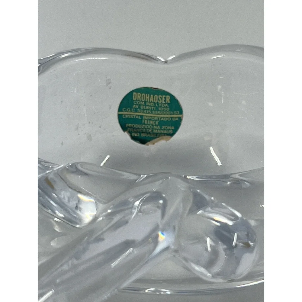 Vintage VANNES‎ LE CHATEL France French Crystal Art Glass Apple Dish Bowl